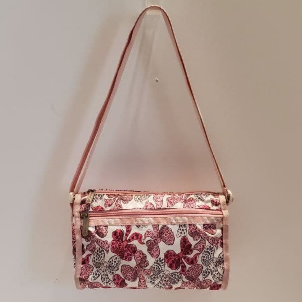 Le Sportsac Pink Bows Print Small Crossbody Bag